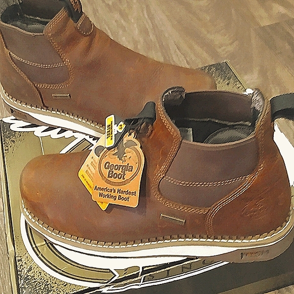 Georgia Boot Chelsea AMP LT - 12     Steel Toe Waterproof Work Boot - Picture 1 of 10